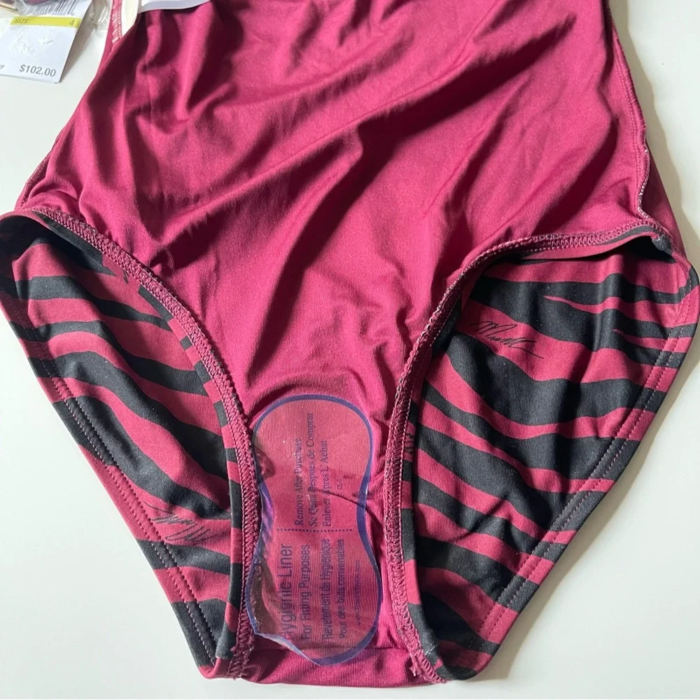 NWT MICHAEL KORS Maroon Animal Print Swimsuit Size 4 - Picture 10 of 10